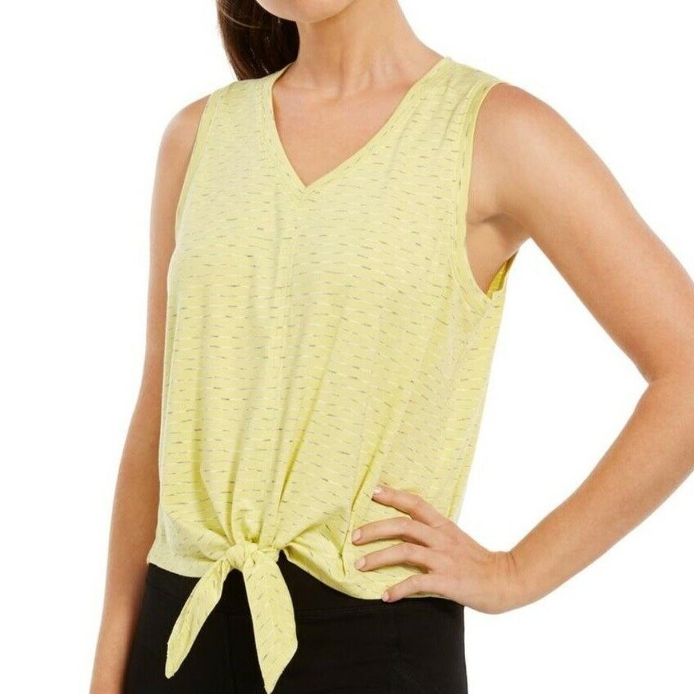 Ideology XS Green Zinnia White Stripe Top NWT AY70